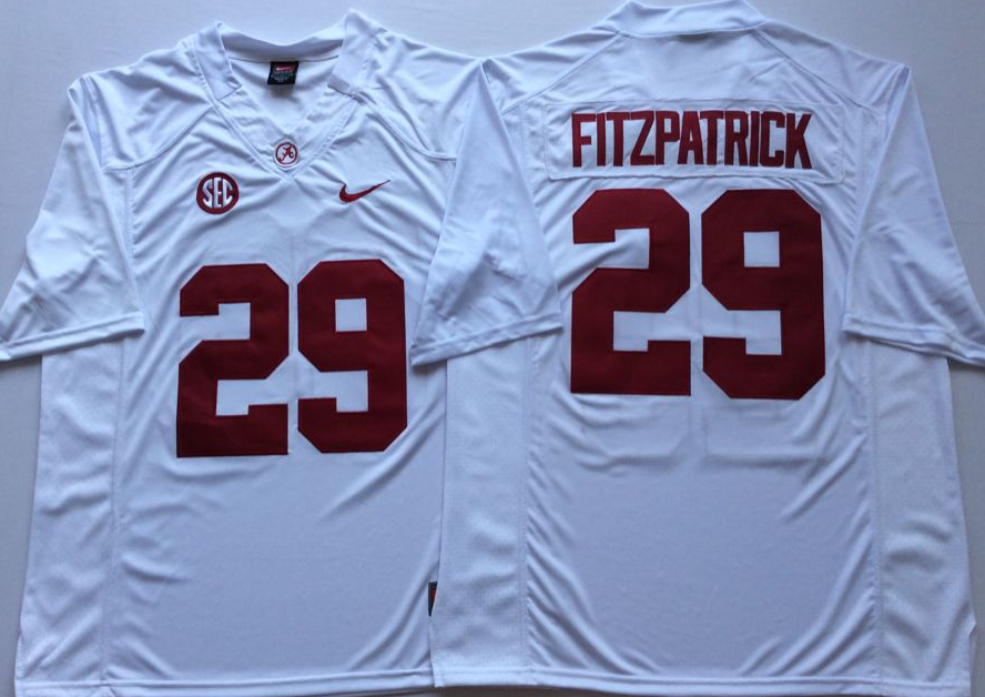 NCAA Men Alabama Crimson Tide White #29 FITZPATRICK->ncaa teams->NCAA Jersey